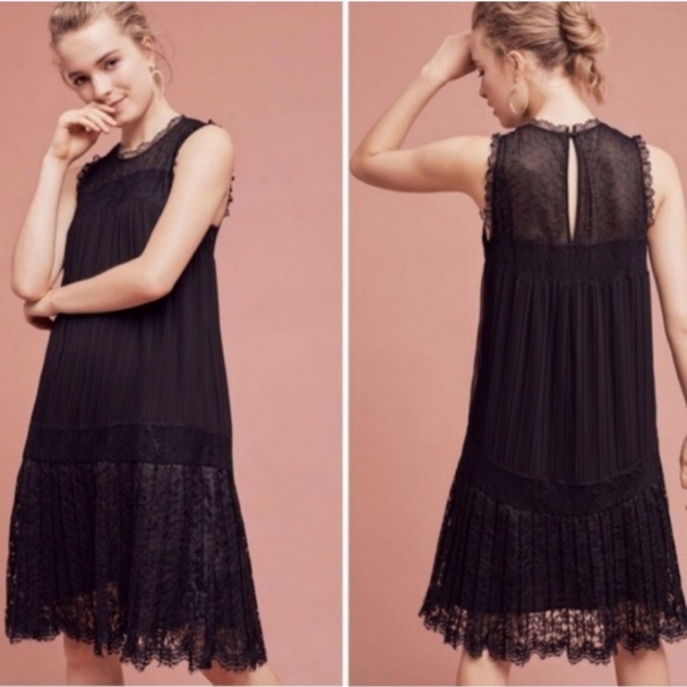Anthropologie| Floreat Black Drop Waist Lace Dress